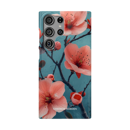 Teal Coral Blossom - Slim Samsung S23 Phone Case