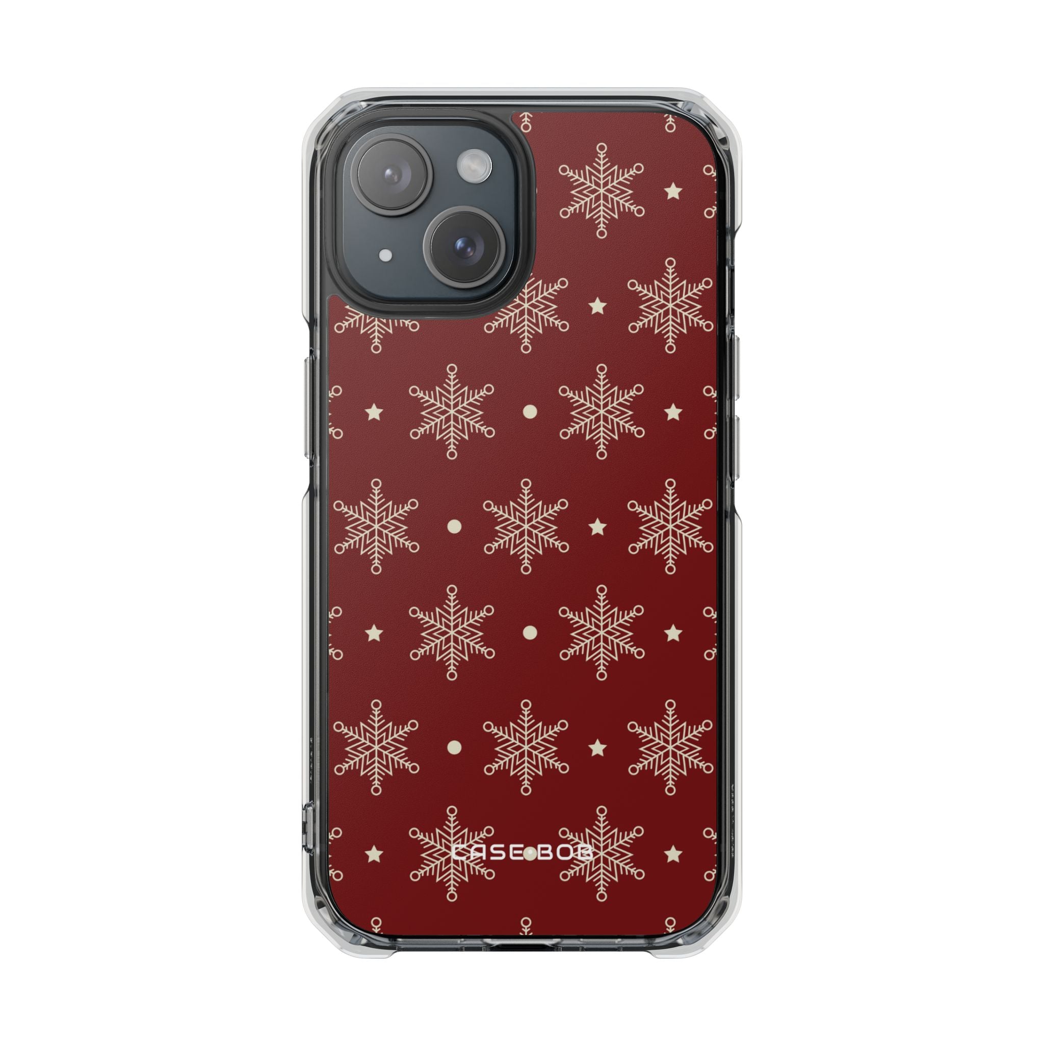 Cream Snowflakes Crimson iPhone 15 Case - Impact