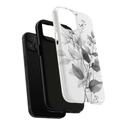 Veined Leaves Gray iPhone 15 Case - Tough+