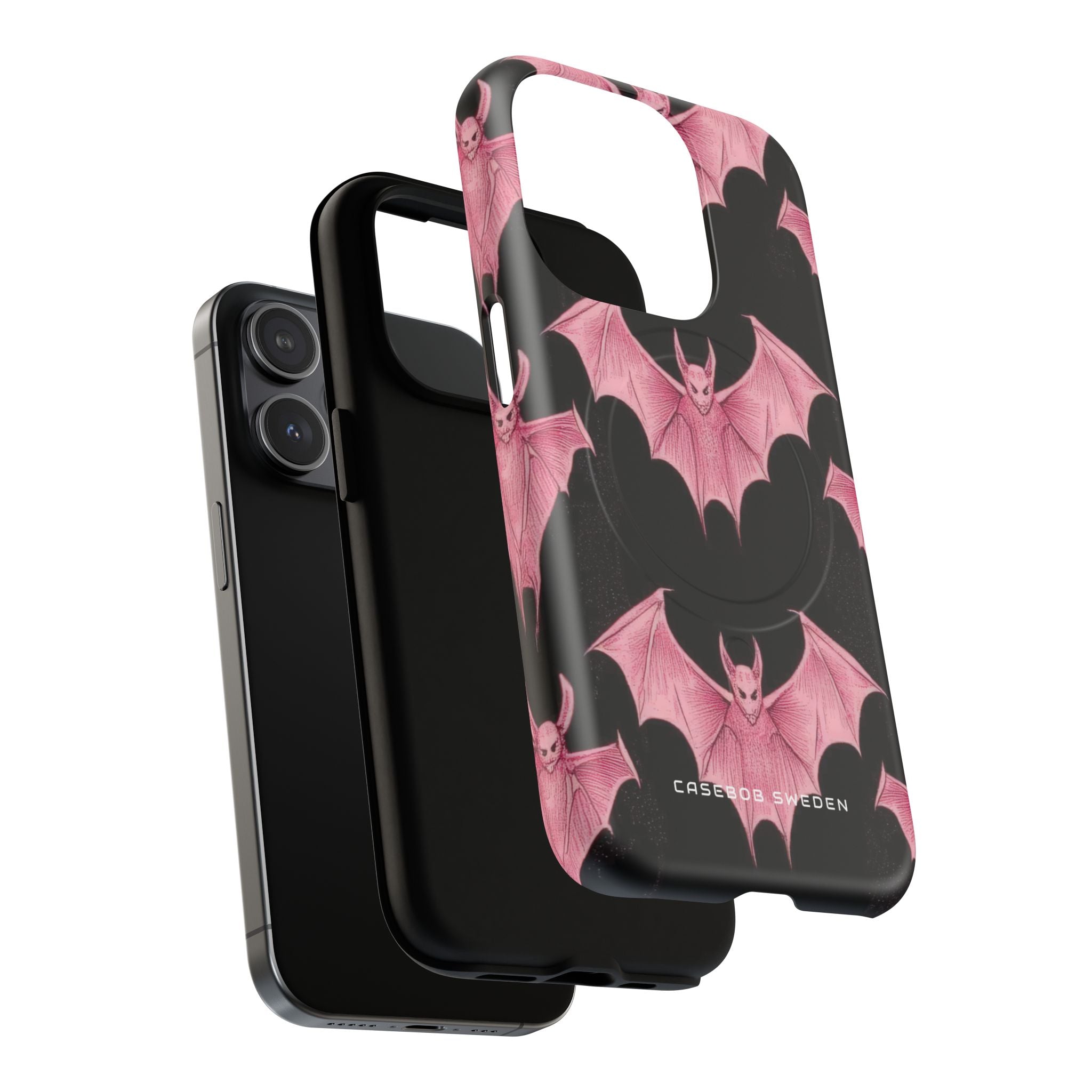 Gothic Pink Bats Aflame iPhone 15 | Tough+ Phone Case