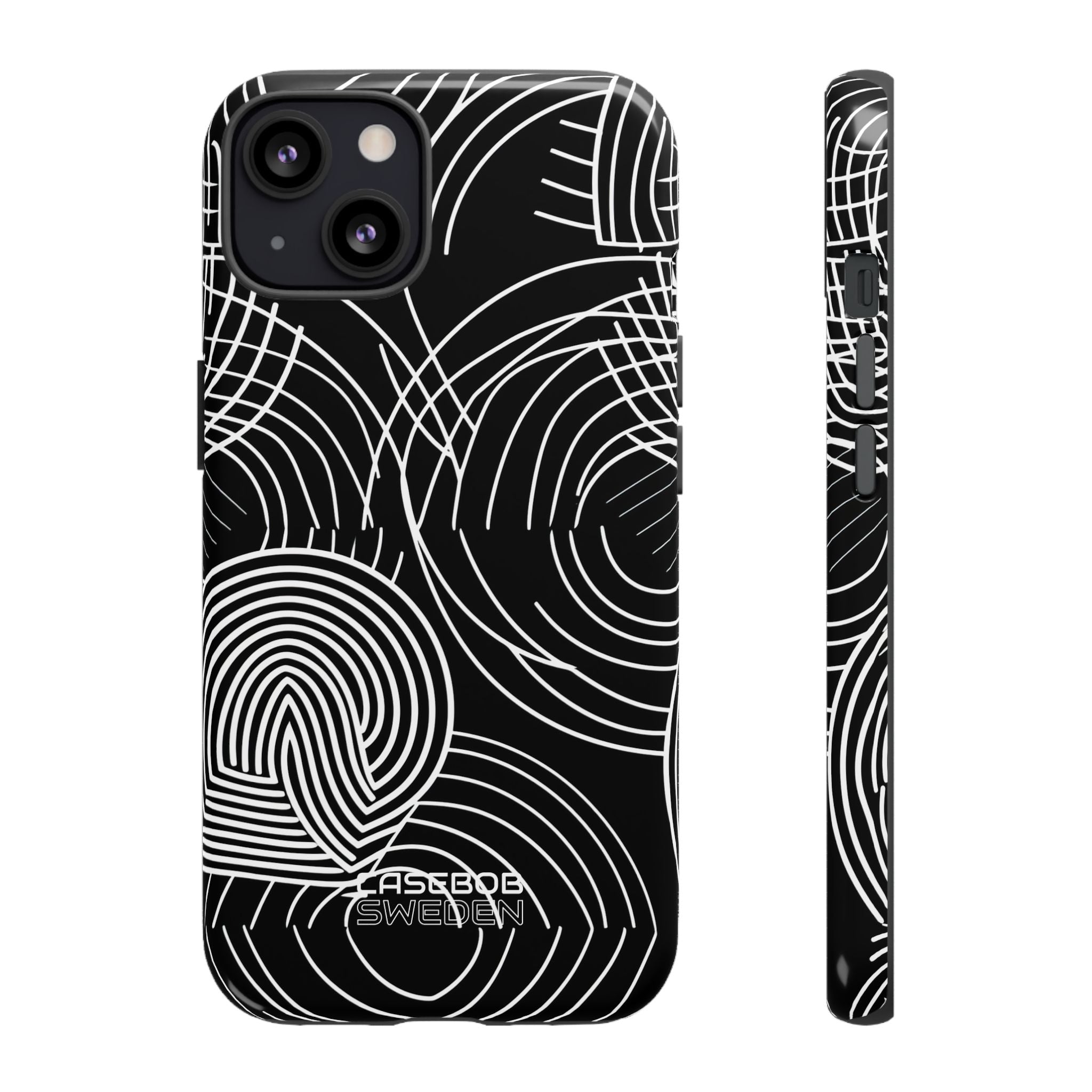 Monochrome Spiral Curves iPhone 13 - Tough