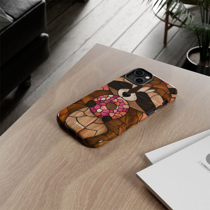 Raccoon Holds Donut - iPhone Case