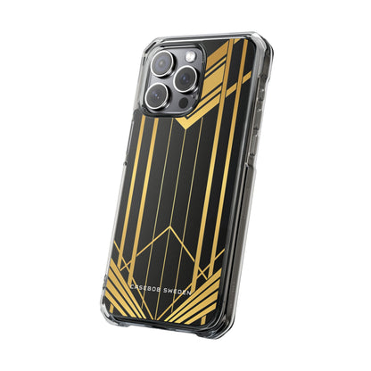 "Golden Art Deco Symmetry in Geometric Elegance" iPhone 15 - Clear Impact Phone Case