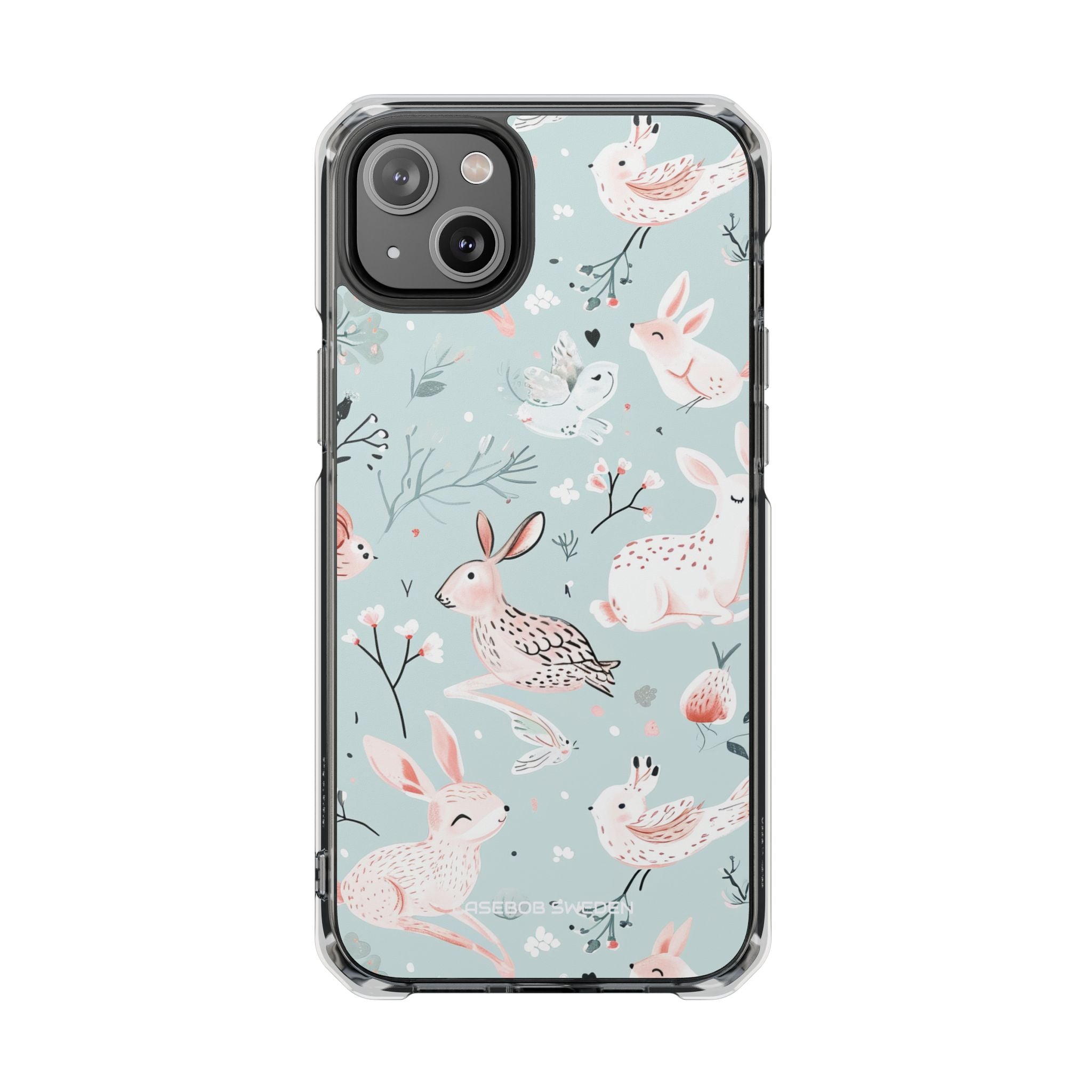 Whimsical Bunny Blossom - Clear Impact iPhone 14 Phone Case