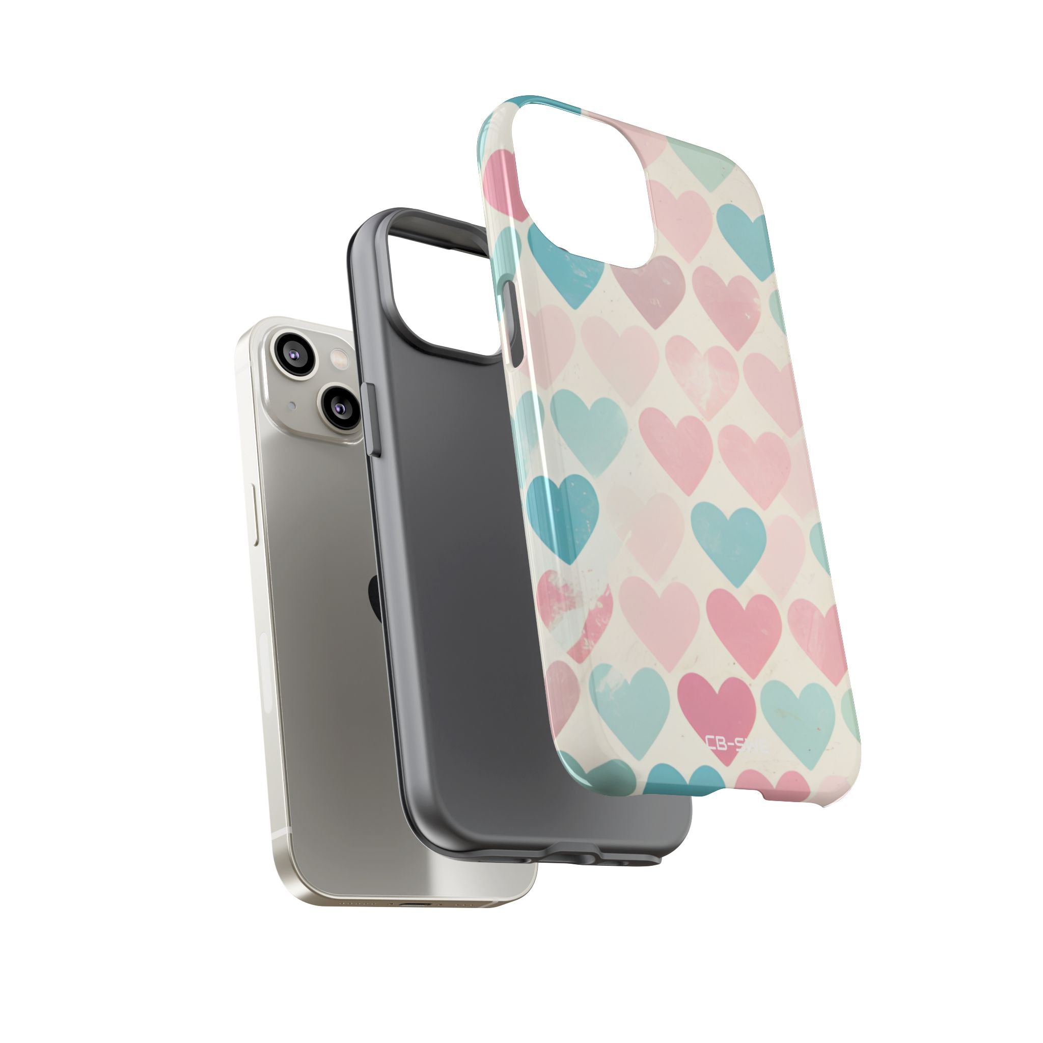 Retro Hearts Symmetry - iPhone Case