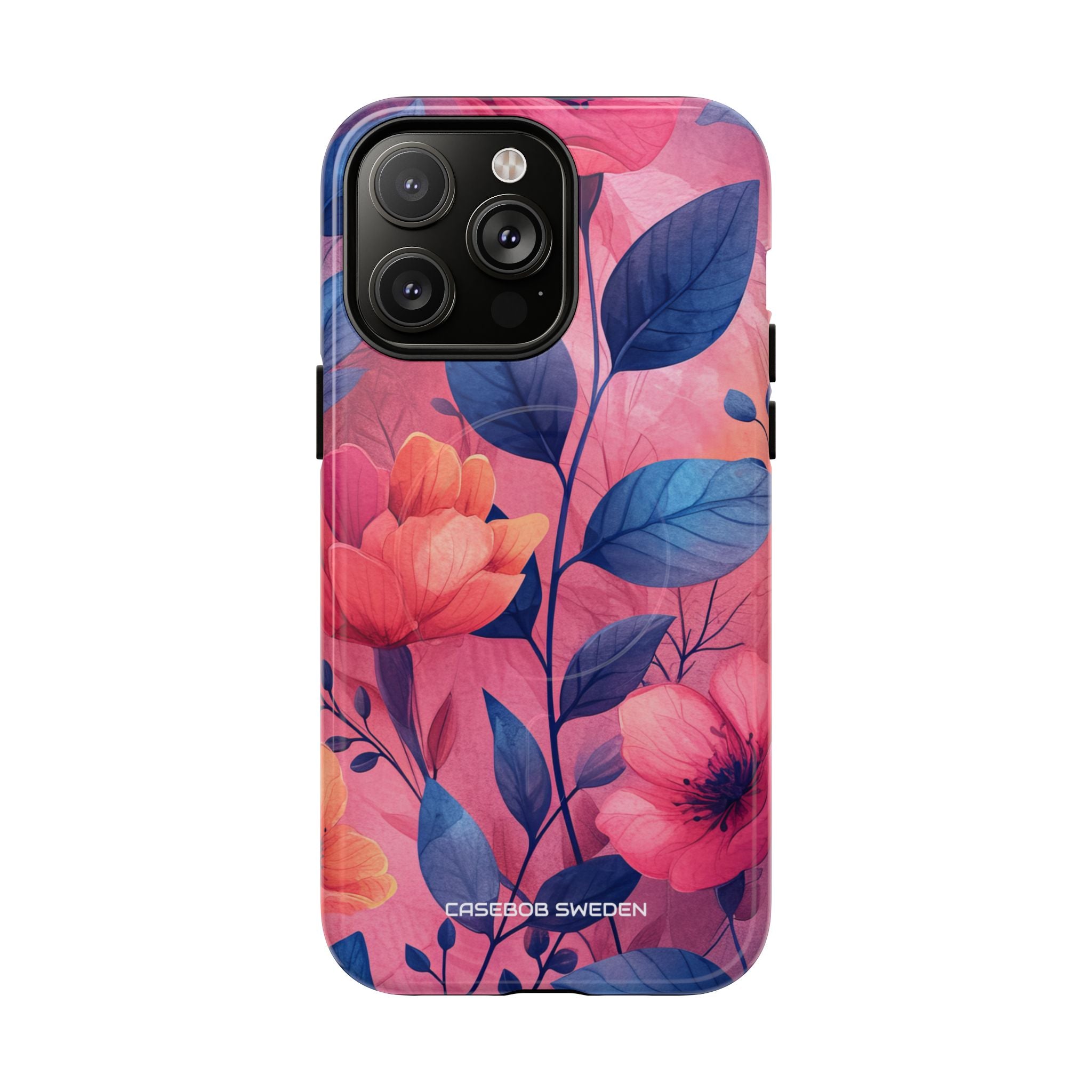 Pink Blue Floral - Tough + MagSafe® iPhone 14 Phone Case