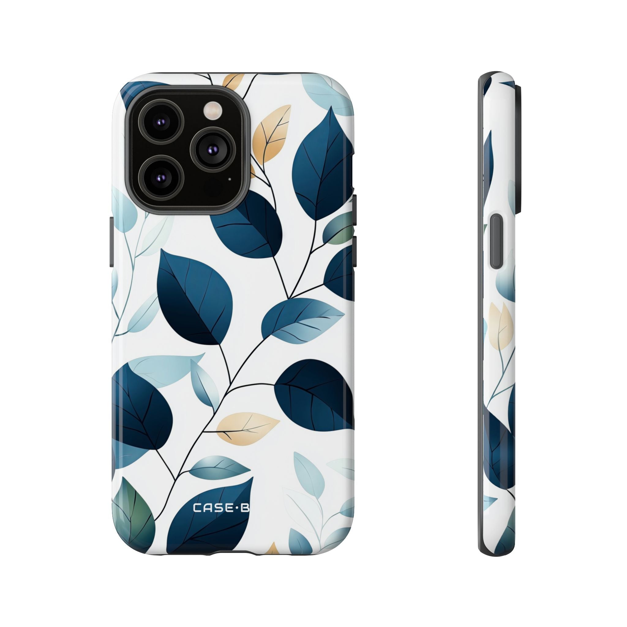 Navy Leaf Veins iPhone 14 Pro Max Case - Tough