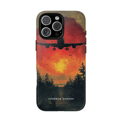 Vintage Sunset Airplane Silhouette iPhone 16 - Tough Phone Case