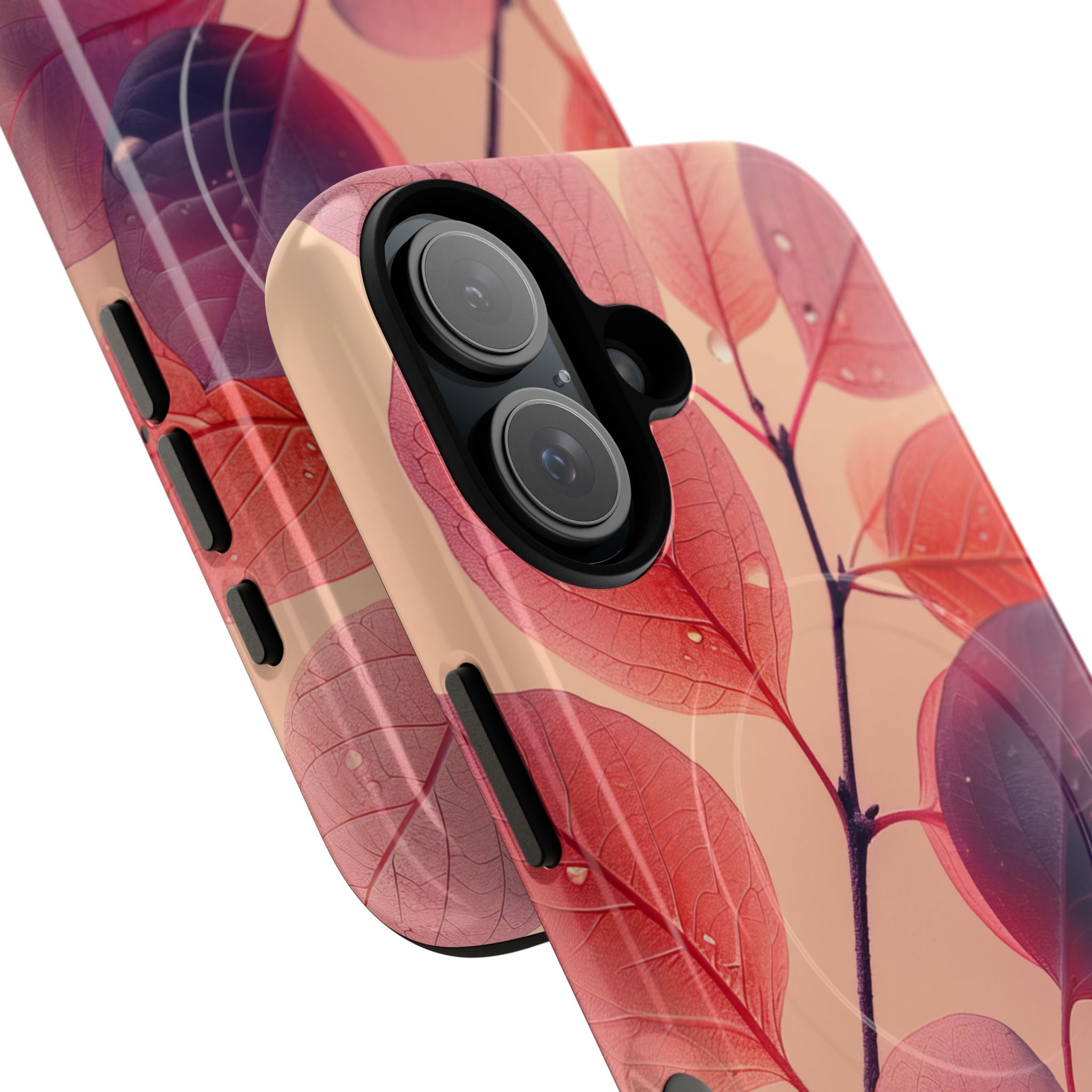 Pink Serenity Leaf Design - Tough + MagSafe® iPhone 16 Phone Case