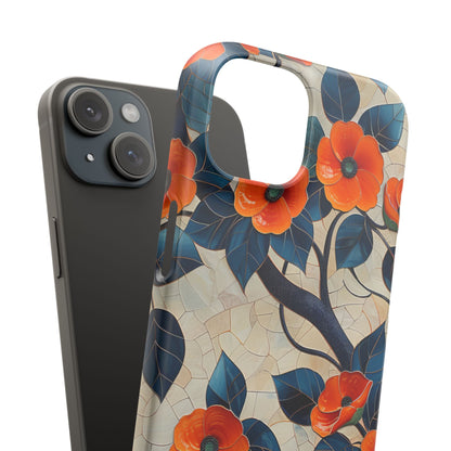 Orange Blossoms Mosaic Harmony iPhone 15 - Slim Phone Case