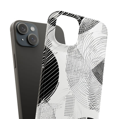 Geometric Monochrome Flow iPhone 15 - Slim Phone Case