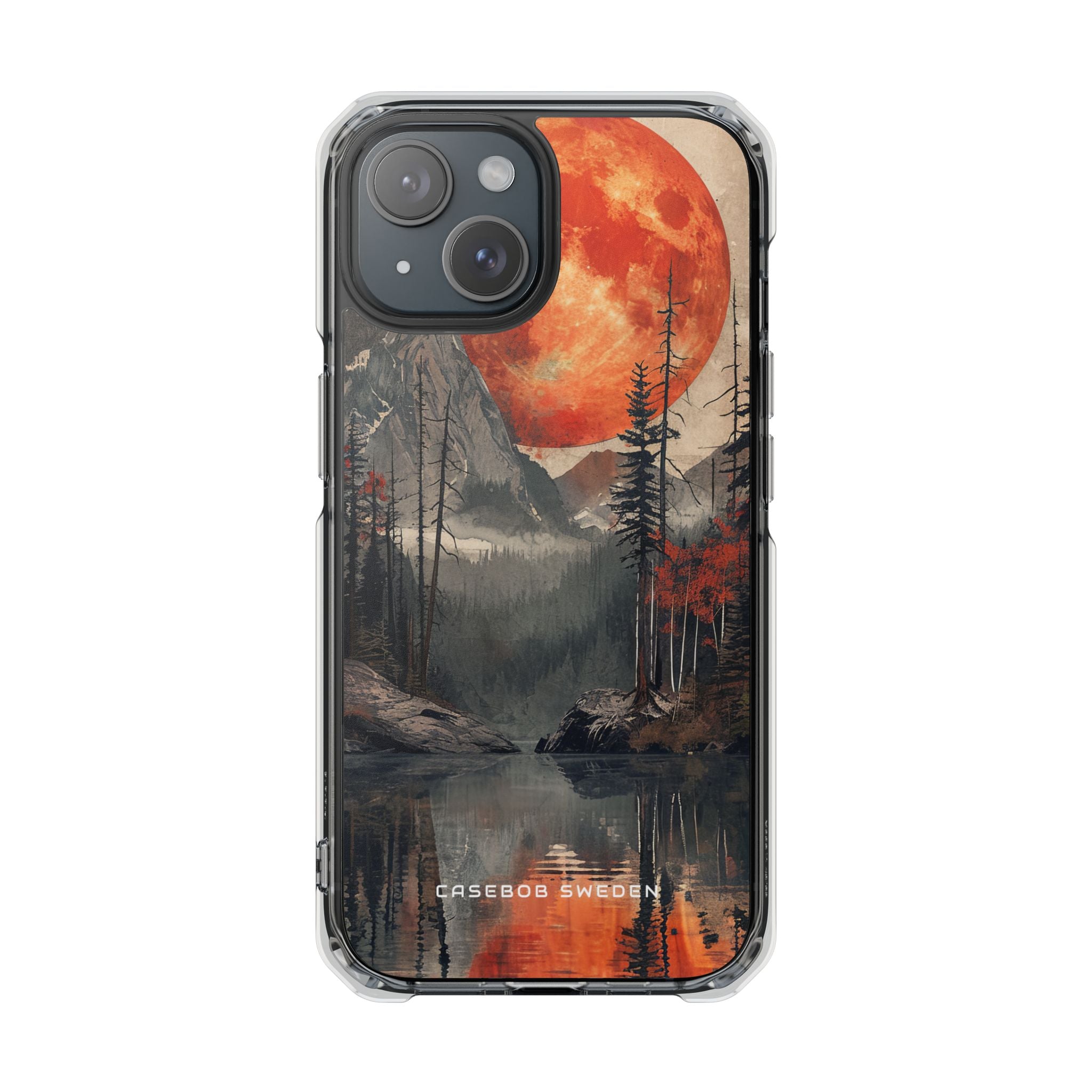 Himmlisches Leuchten über reflektierender Landschaft iPhone 15 - Klare, schlagfeste Handyhülle