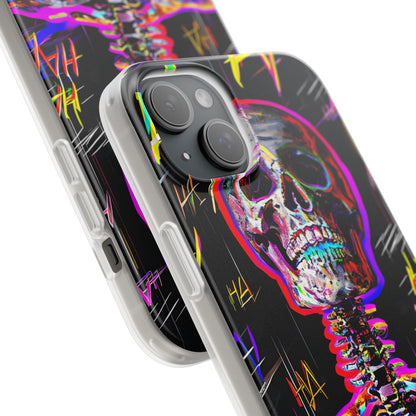 Neon Skeleton Laugh iPhone 15 Plus Case - Soft