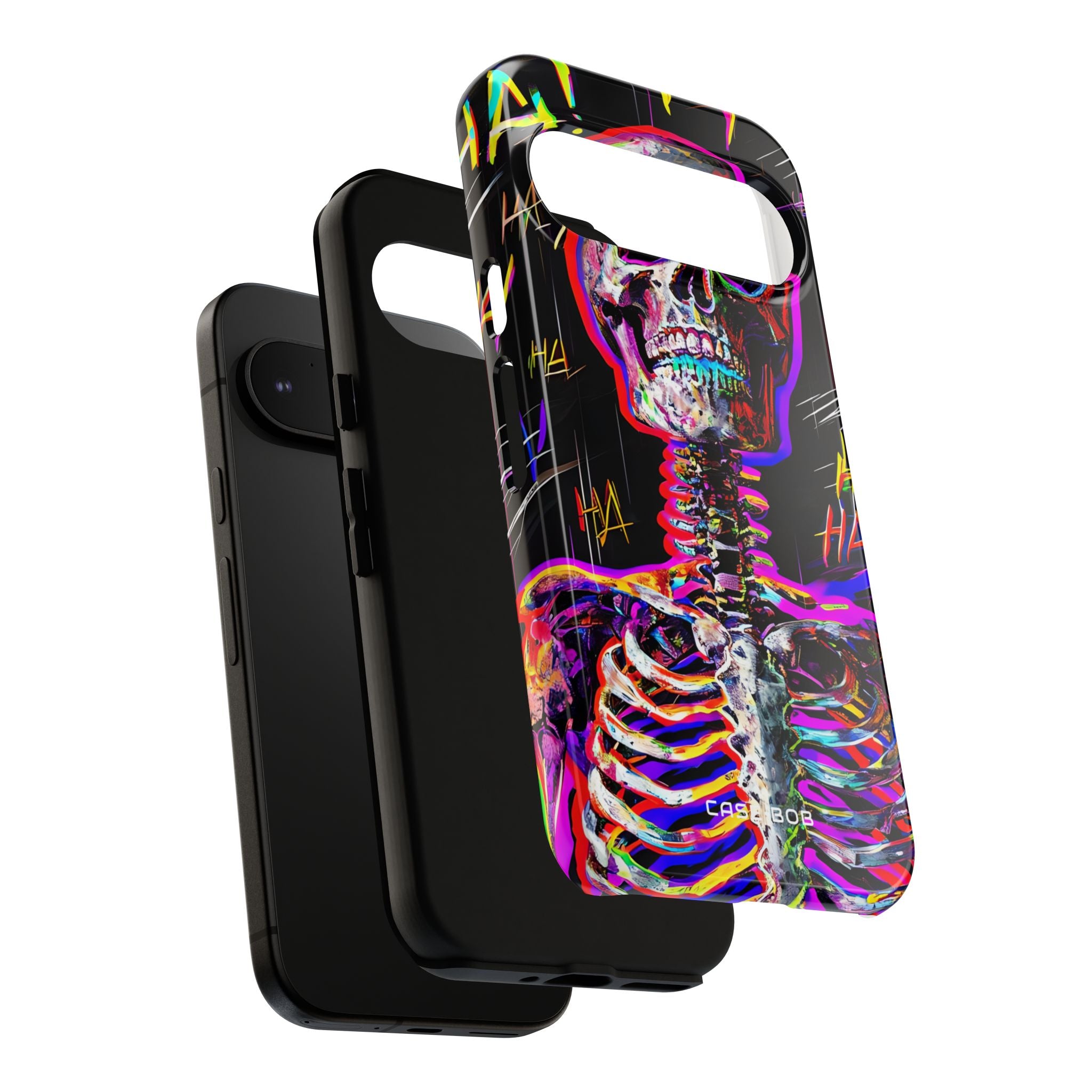 Neon Skeleton Laugh Google Pixel 9 Case - Tough