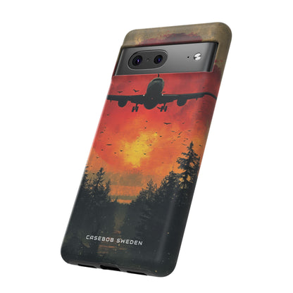 Vintage Sunset Airplane Silhouette Google Pixel 7 - Tough Phone Case