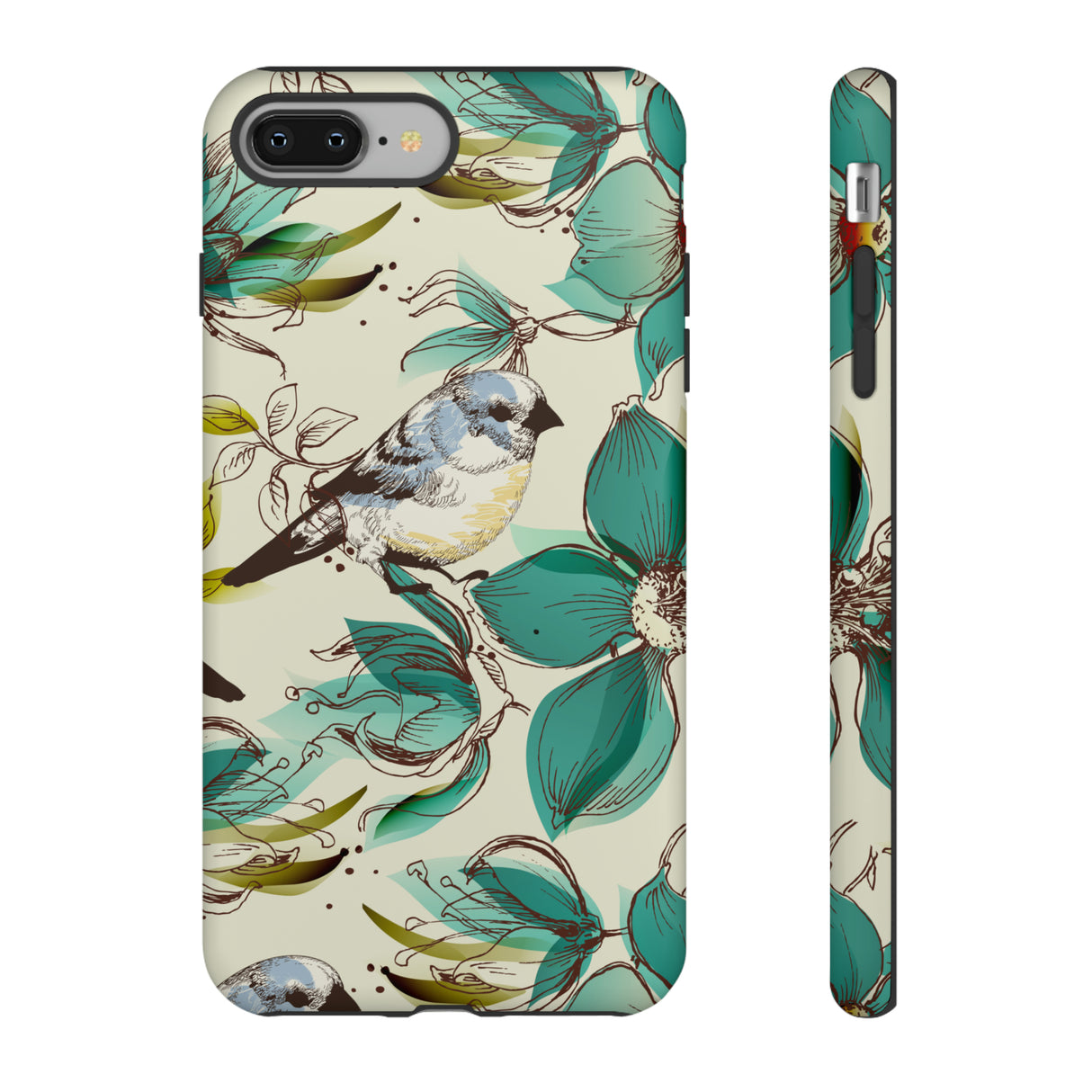 Cute Flowers and Birds iPhone case (Protective) - Protective Phone Case