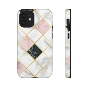 Pink Marble Geometric iPhone Case (Protective) iPhone 12 Mini Glossy Phone Case