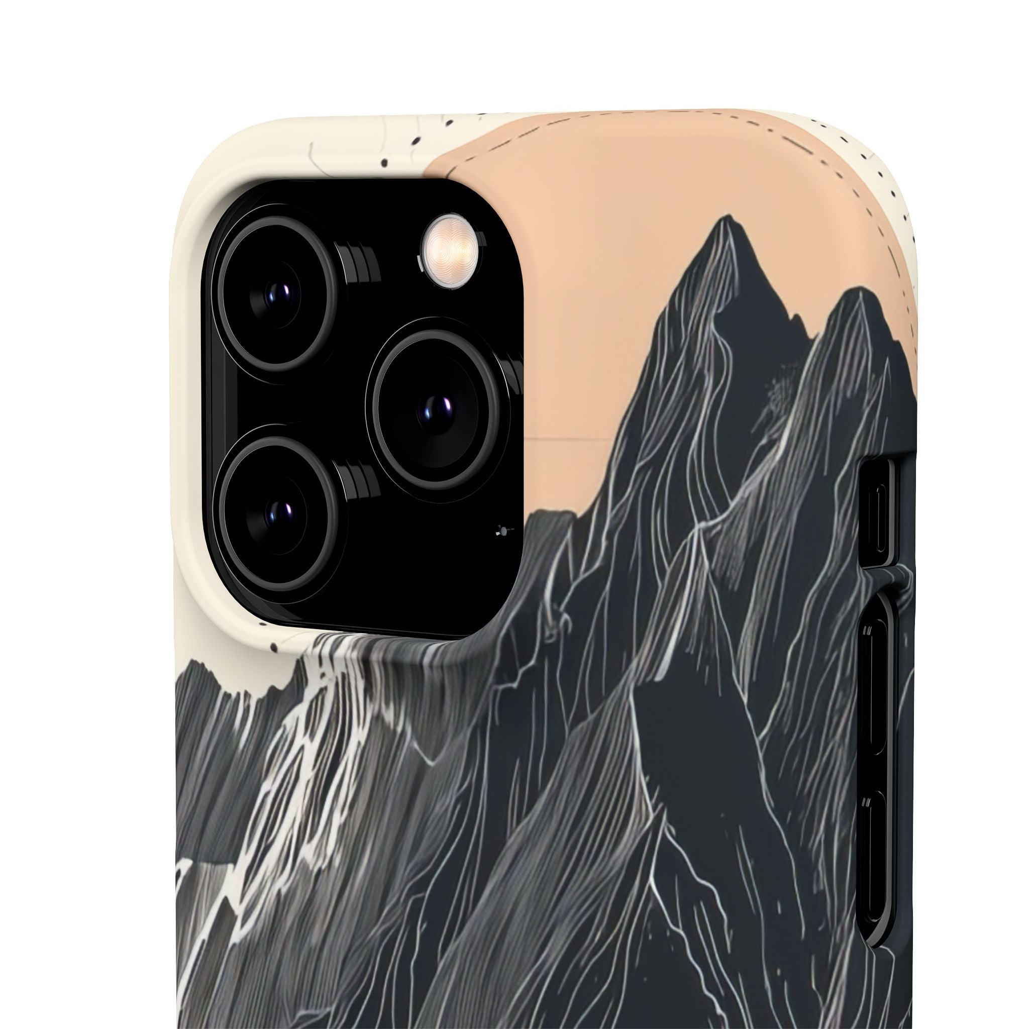 Minimalist Mountain Landscape with Flowing River iPhone 14 - Slim Phone Case