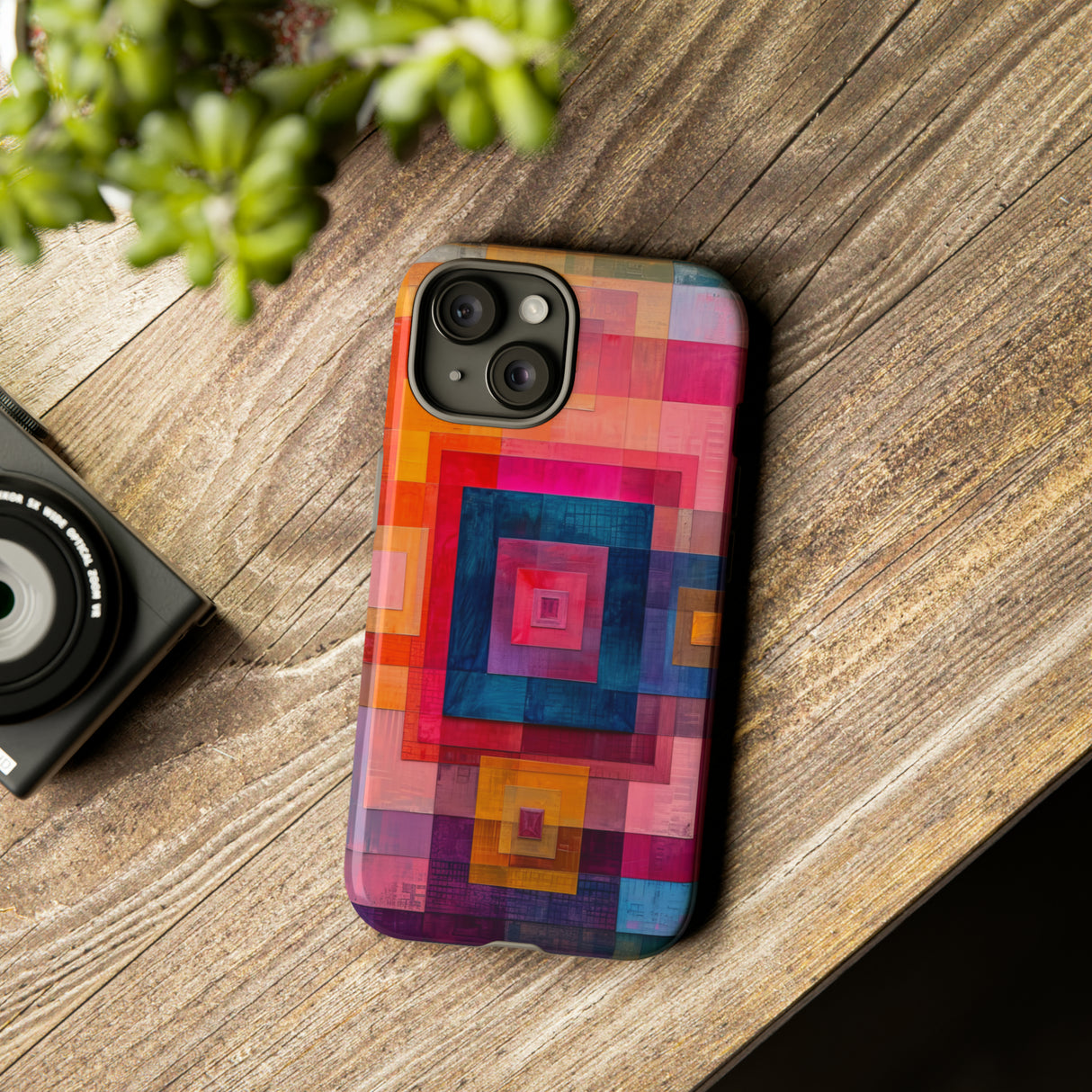 Center-Out Pastel Squares - Protective Phone Case