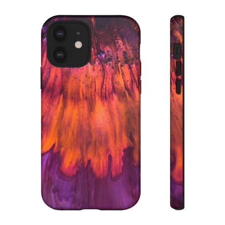 Orange Flow Ink Art iPhone Case (Protective) iPhone 12 Glossy Phone Case