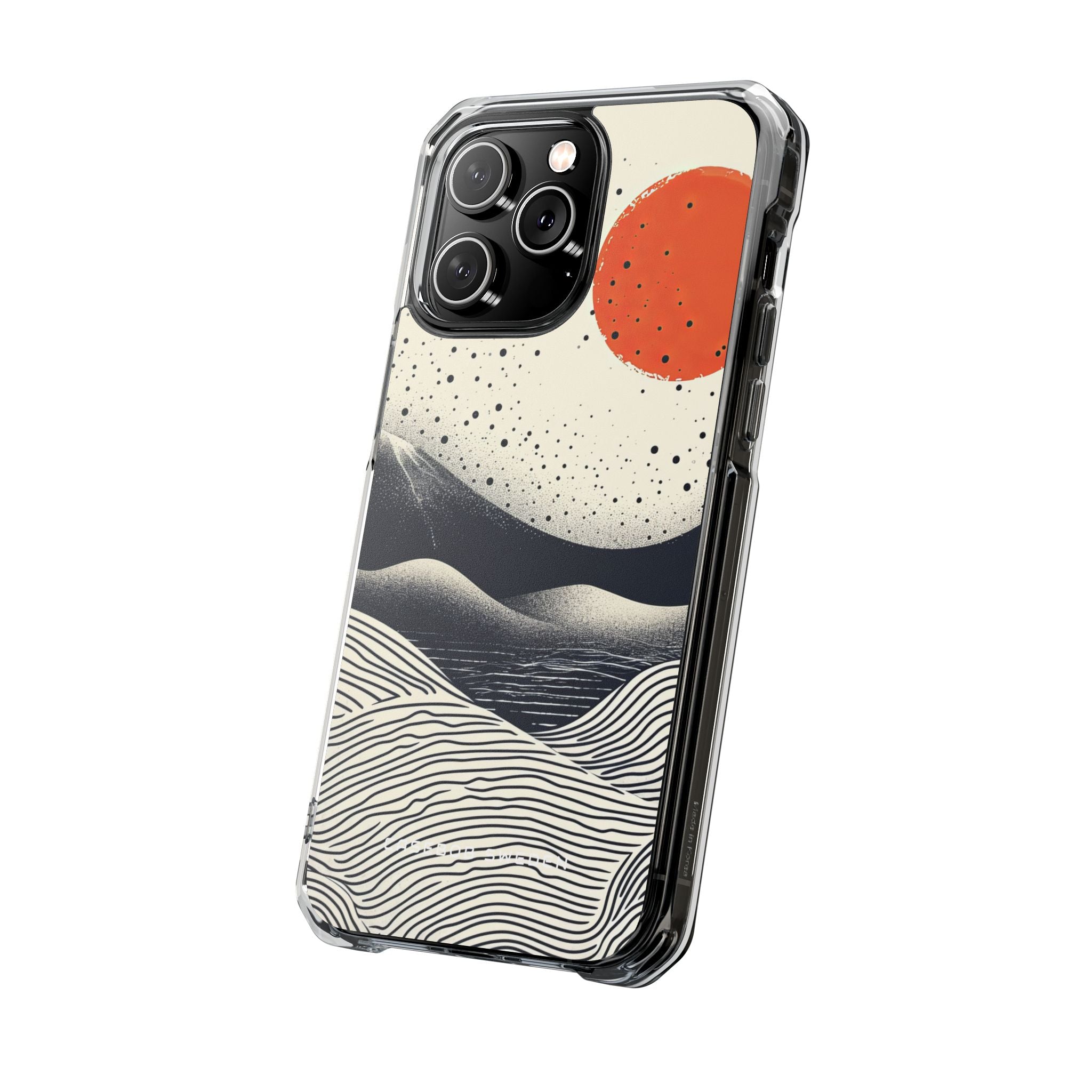 Red Sun Over Flowing Horizons iPhone 14 - Clear Impact Phone Case