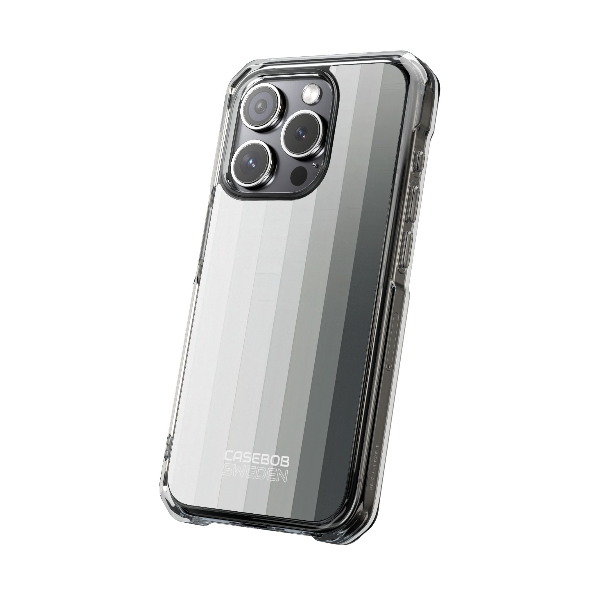 Silver Gradient Stripes iPhone 15 - Impact Clear+