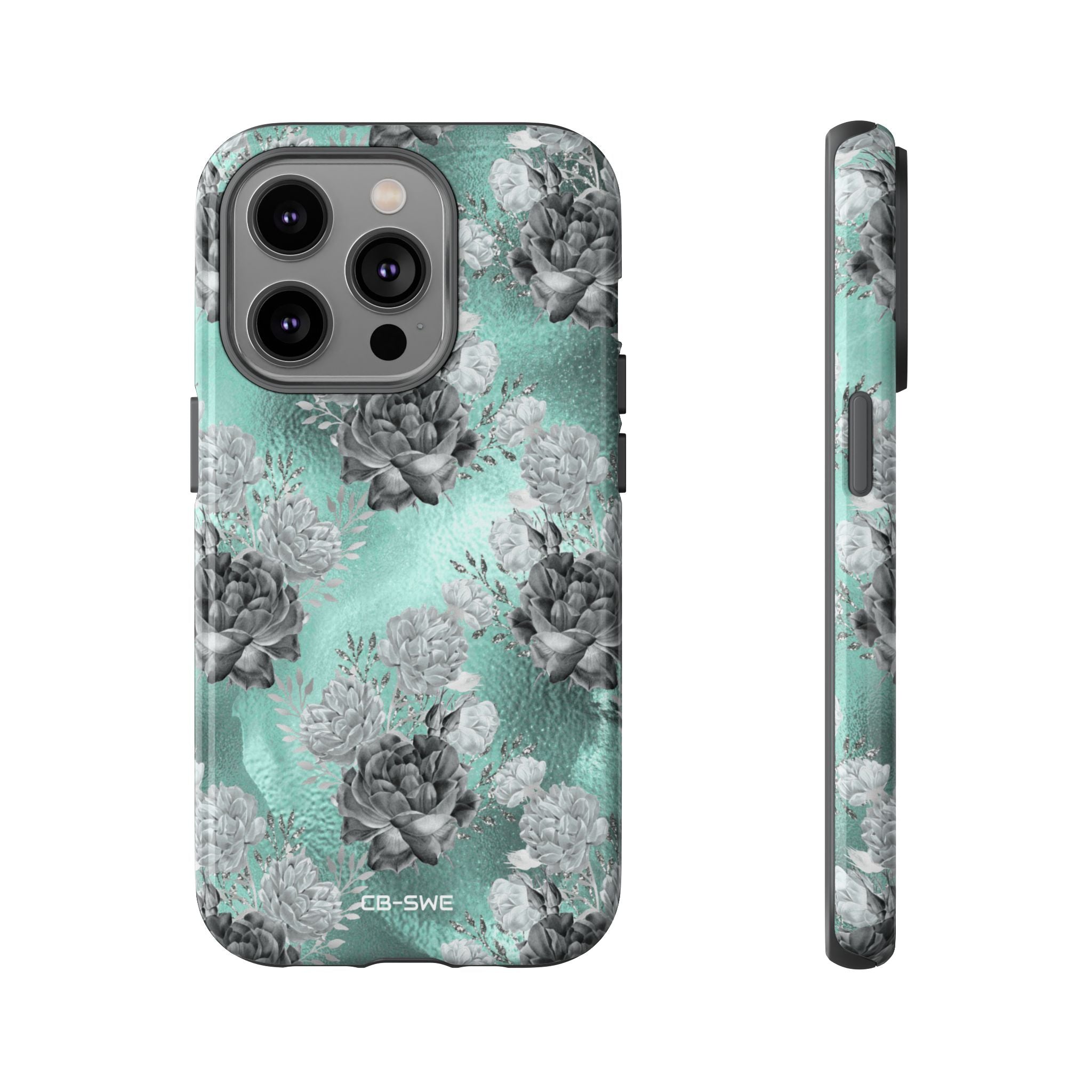 Teal Floral Elegance - iPhone Case