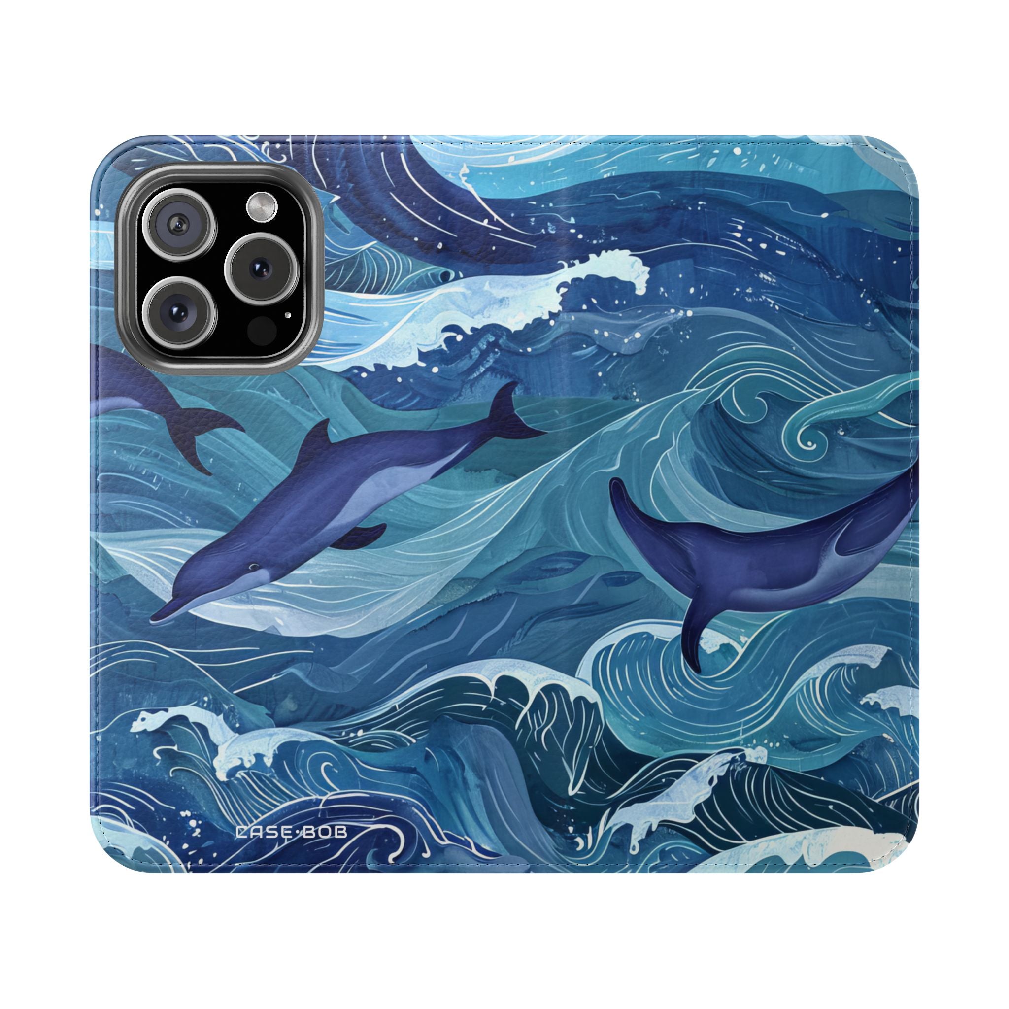 Dolphin Wave Dance - iPhone 16 Pro Case - Wallet