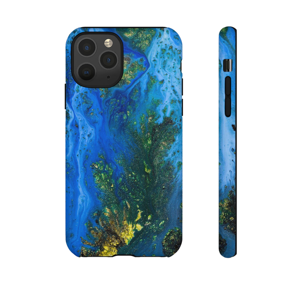 Blue Globe Ink Art iPhone Case (Protective) iPhone 11 Pro Glossy Phone Case