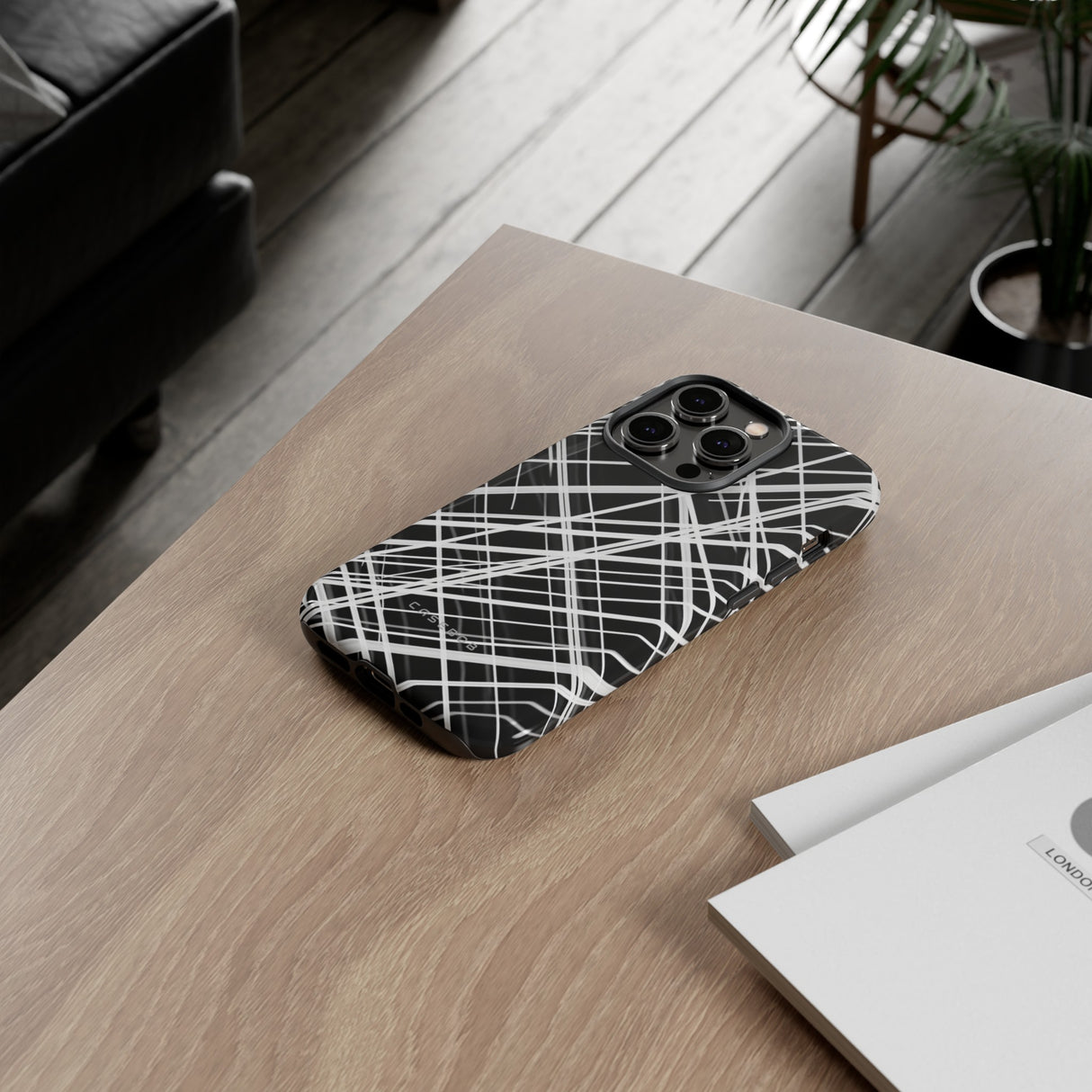 White Line Elegance - Protective Phone Case