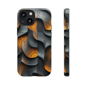 Grey Fire Orange Geometry - Protective Phone Case