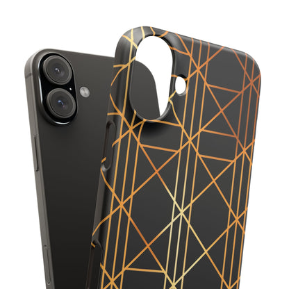 Golden Geometric Elegance iPhone 16 - Slim Phone Case