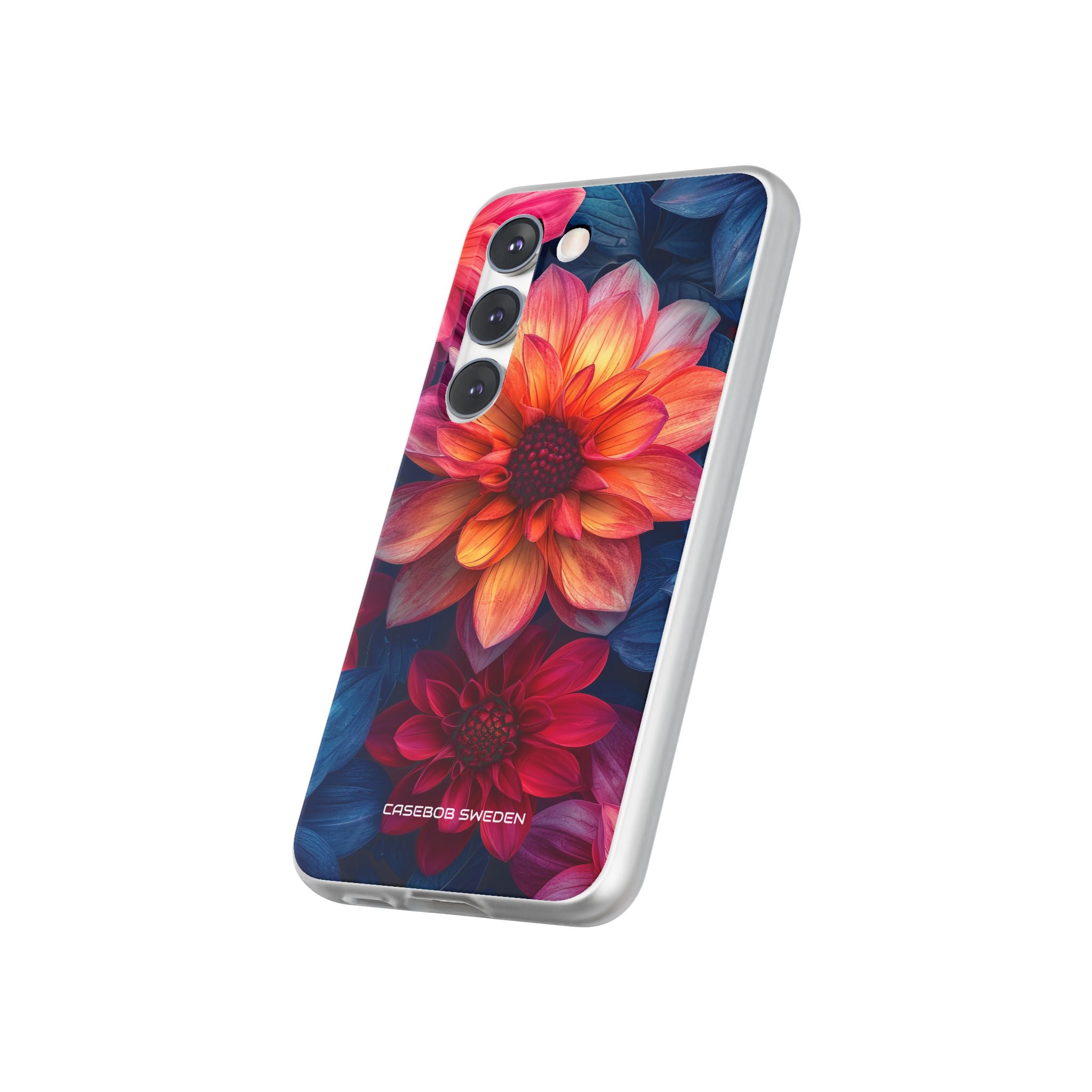 Floral Harmony Orange Blue - Flexi Samsung S23 Phone Case