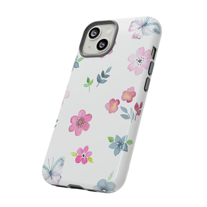 Vintage flowers and butterflies iPhone case - Protective Phone Case