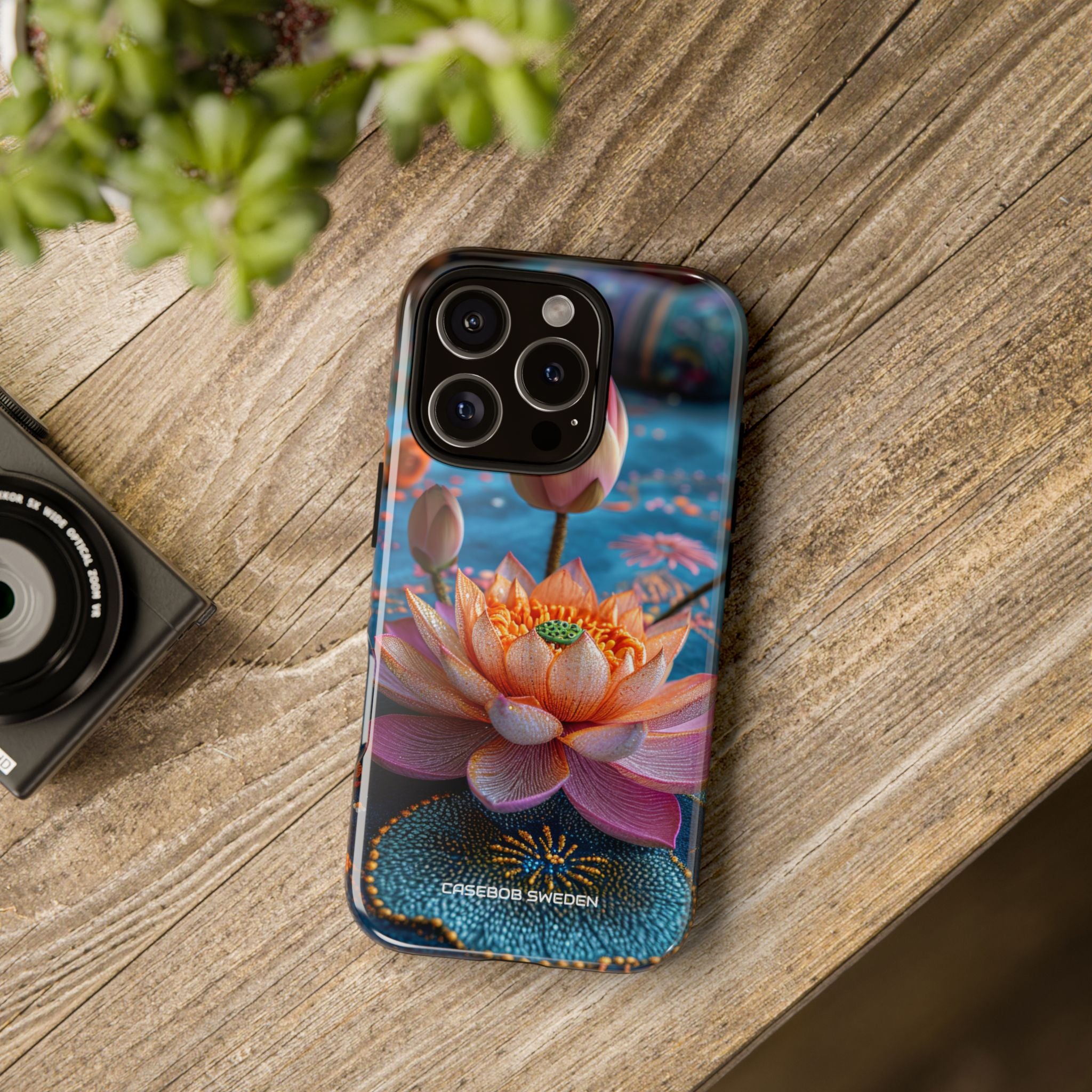 Vibrant Lotus Embroidery - Tough iPhone 16 Phone Case