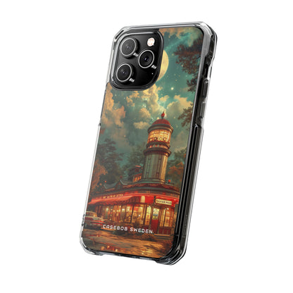 Vintage Moonlit Diner Fantasy iPhone 14 - Clear Impact Phone Case