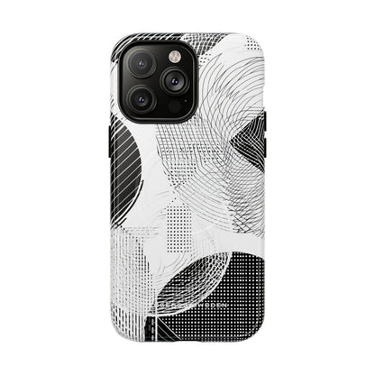 Geometric Monochrome Flow iPhone 14 | Tough+ Phone Case