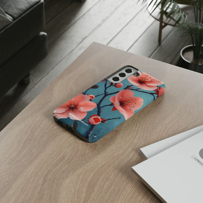 Teal Coral Blossom - Tough Samsung S22 Phone Case