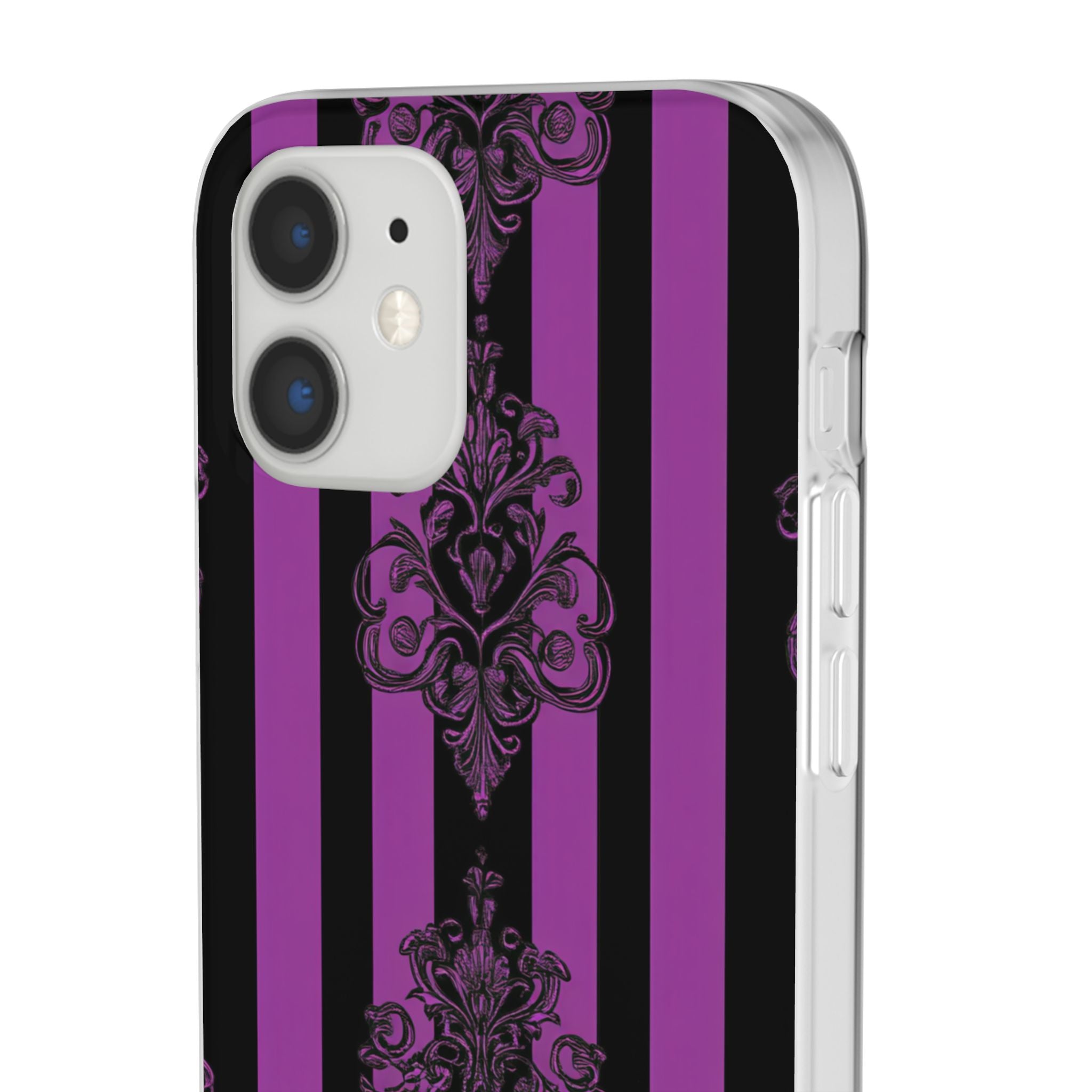 Gothic Elegance with Vertical Stripes and Ornamental Motifs iPhone 12 - Flexi Phone Case