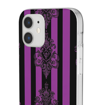 Gotische Eleganz mit vertikalen Streifen und Ornamentmotiven iPhone 12 - Flexi-Telefonhülle