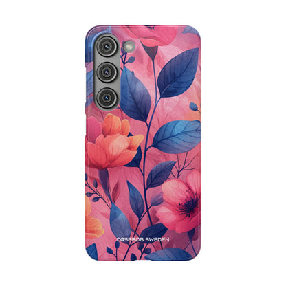 Pink Blue Floral - Slim Samsung S23 Phone Case