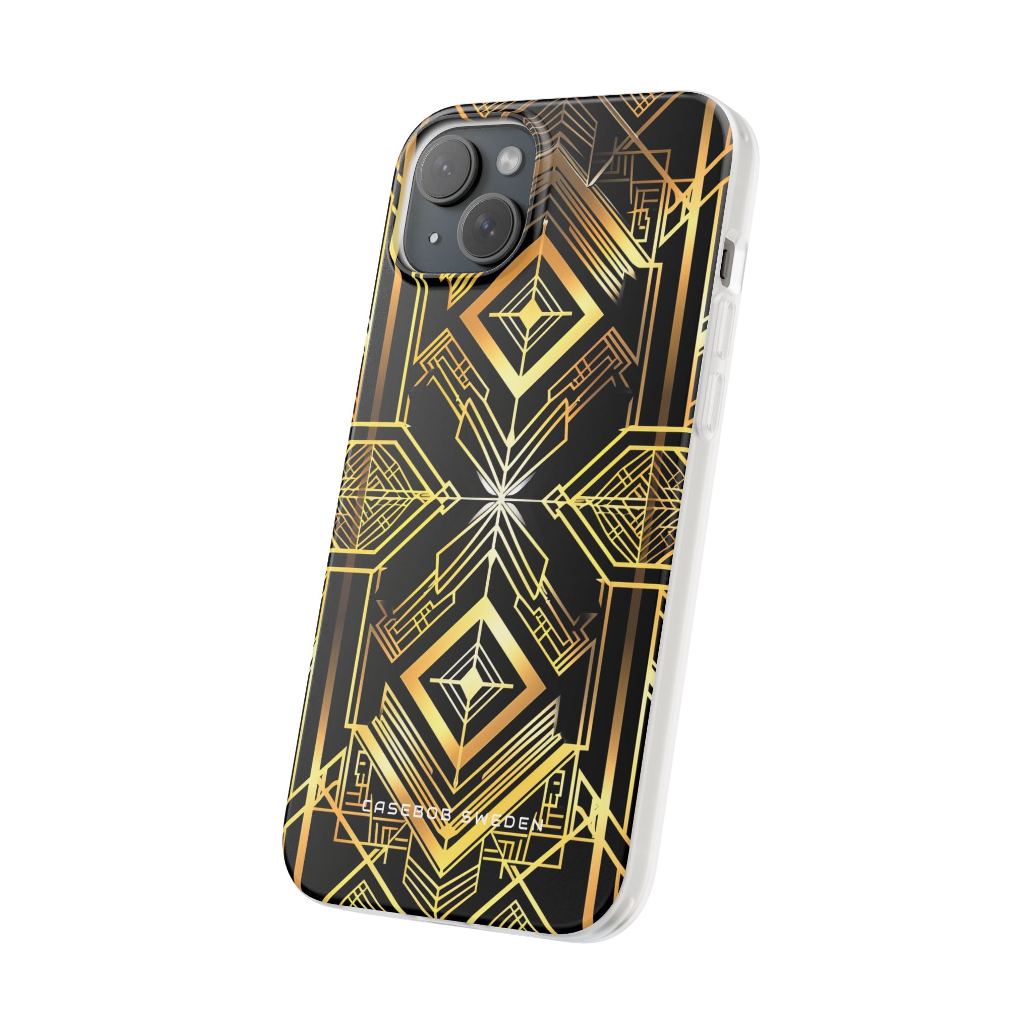 Golden Geometric Opulence iPhone 15 - Flexi Phone Case