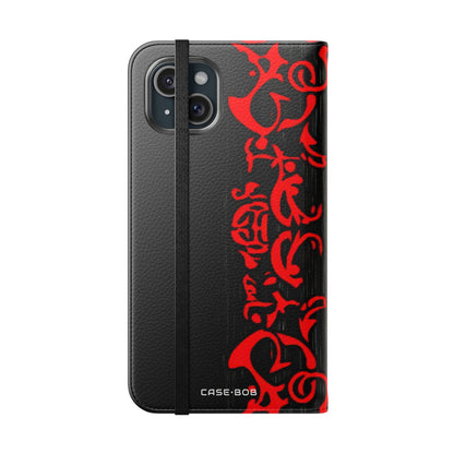 Crimson Swirl - iPhone 15 Plus Case - Wallet