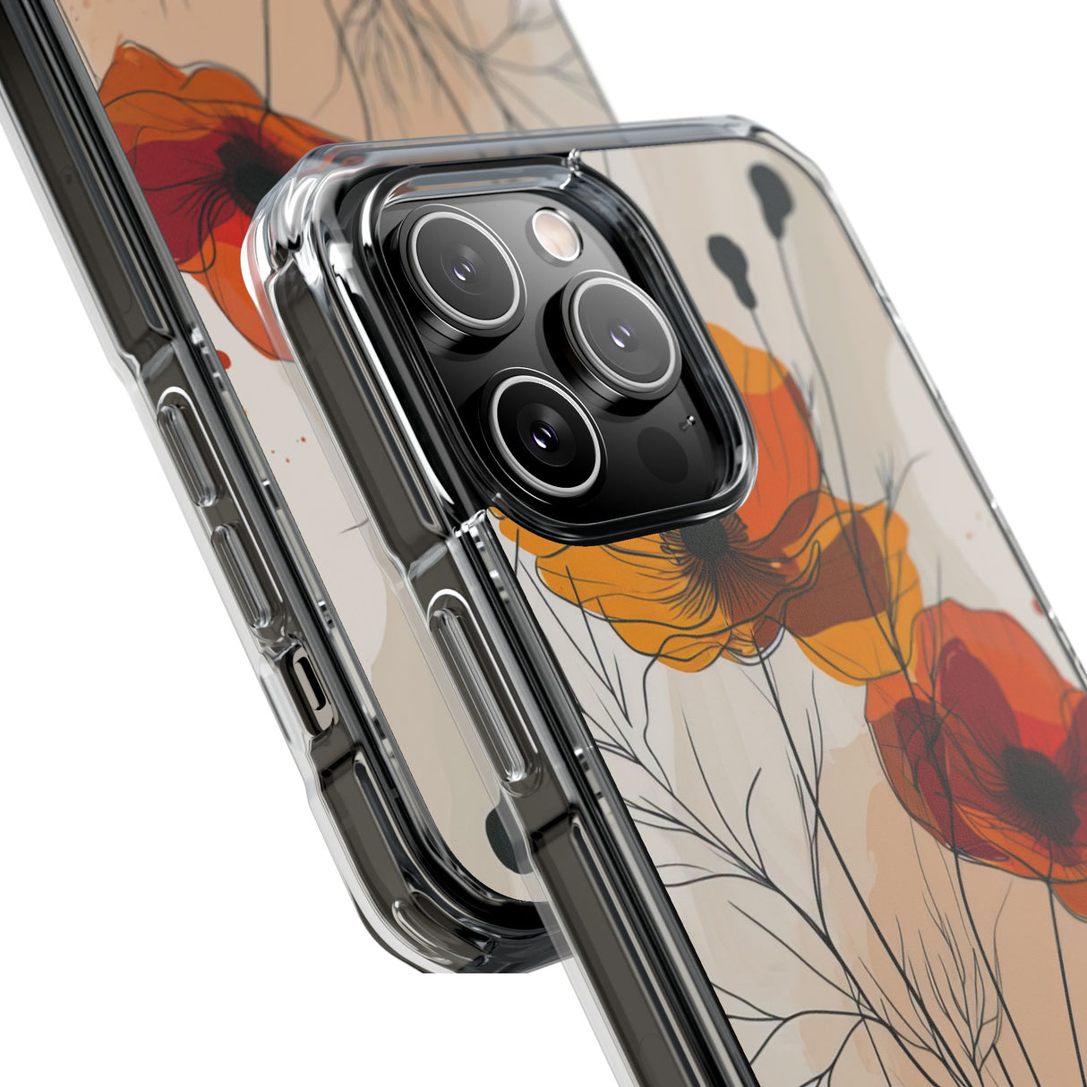 Feurige florale Abstraktion – Handyhülle für iPhone (Clear Impact – magnetisch)