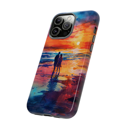 Beach Sunset Love Silhouettes - Protective Phone Case