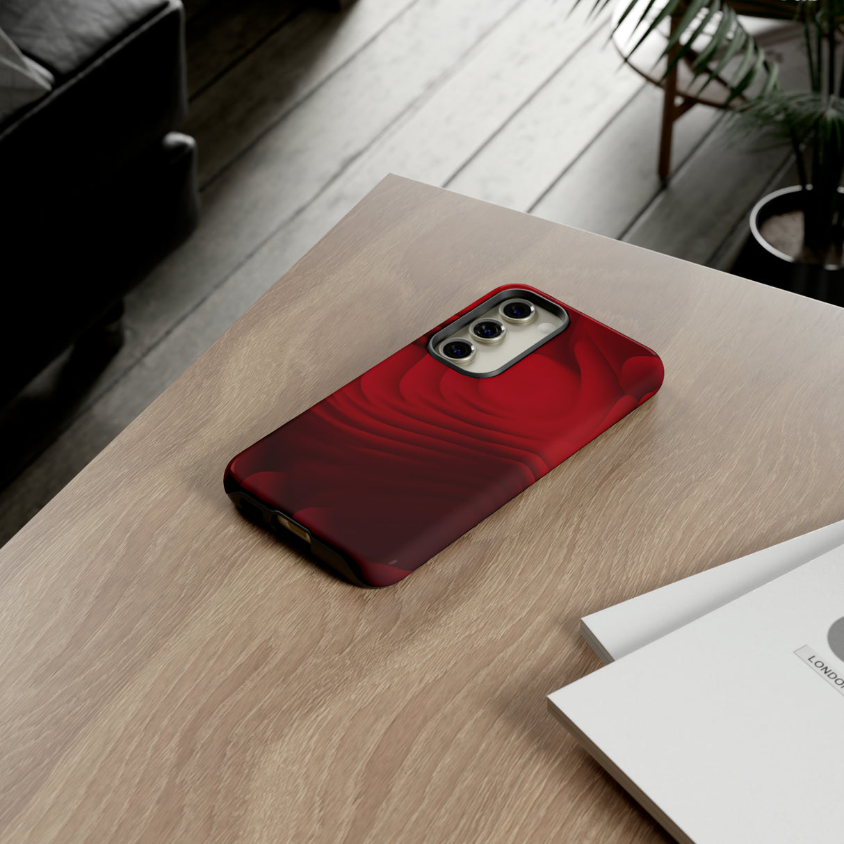 Red Center Waves - Protective Phone Case