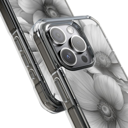 Grayscale Floral Harmony iPhone 15 - Impact Clear+
