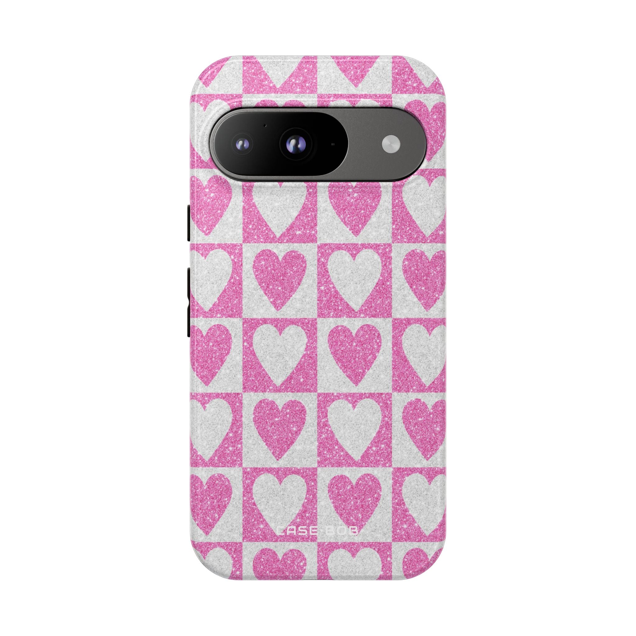 Glitter Heart Grid Google Pixel 9 Case - Tough