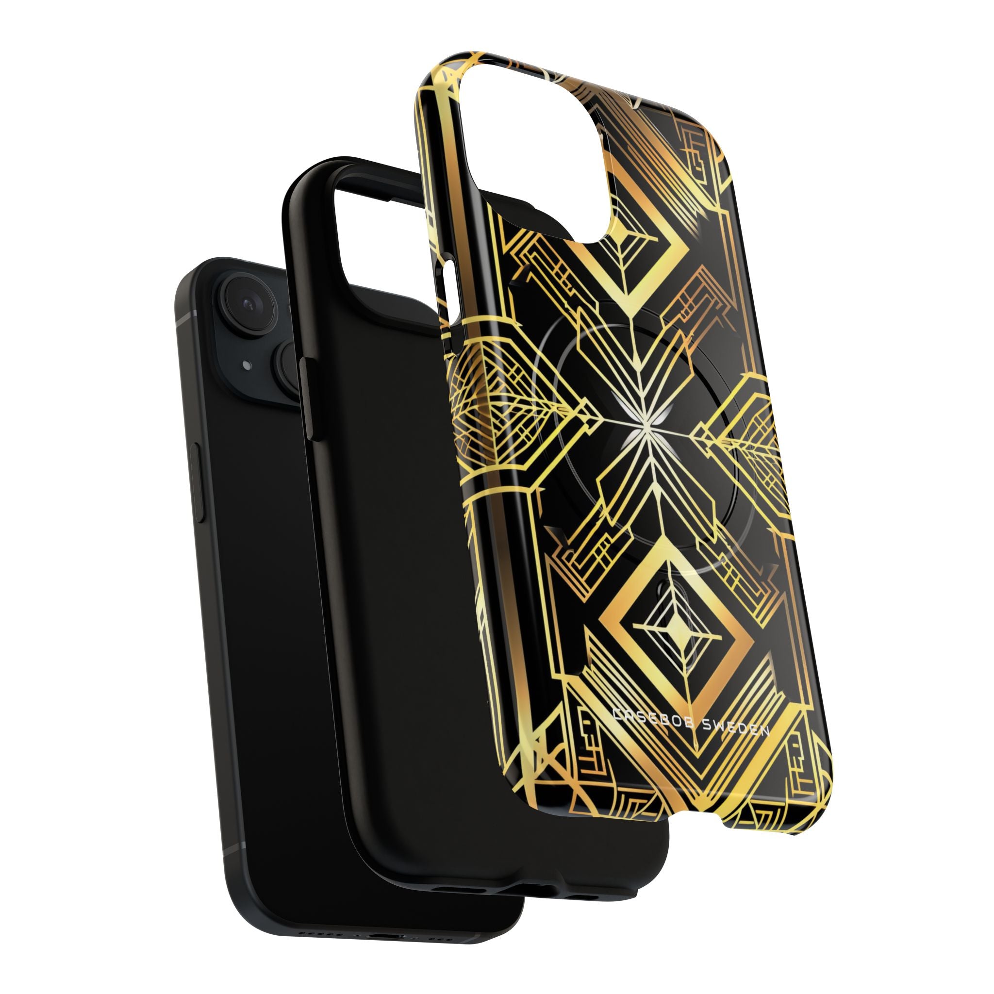 Golden Geometric Opulence iPhone 15 | Tough+ Phone Case