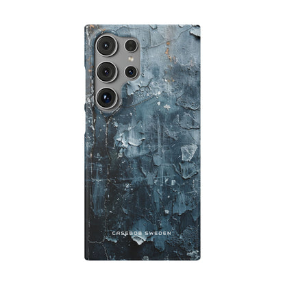 Weathered Blue Tapestry with Cracked Layers Samsung S24 - Slim Phone Case